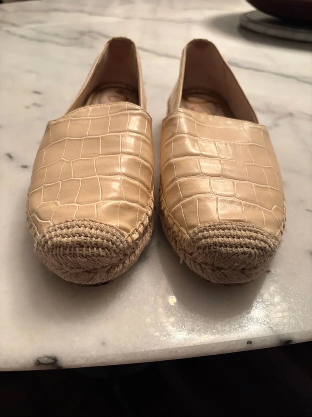 Sam Edelman Women's Kesia Creme Leather Slip On Loafer Espadrilles Shoes 7.5